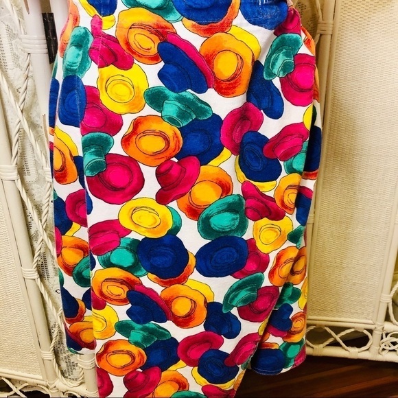 Vintage 90s Skirt Multicolor Hat Print Wrap with Tie Evan Picone Y2K size Large - Picture 9 of 16